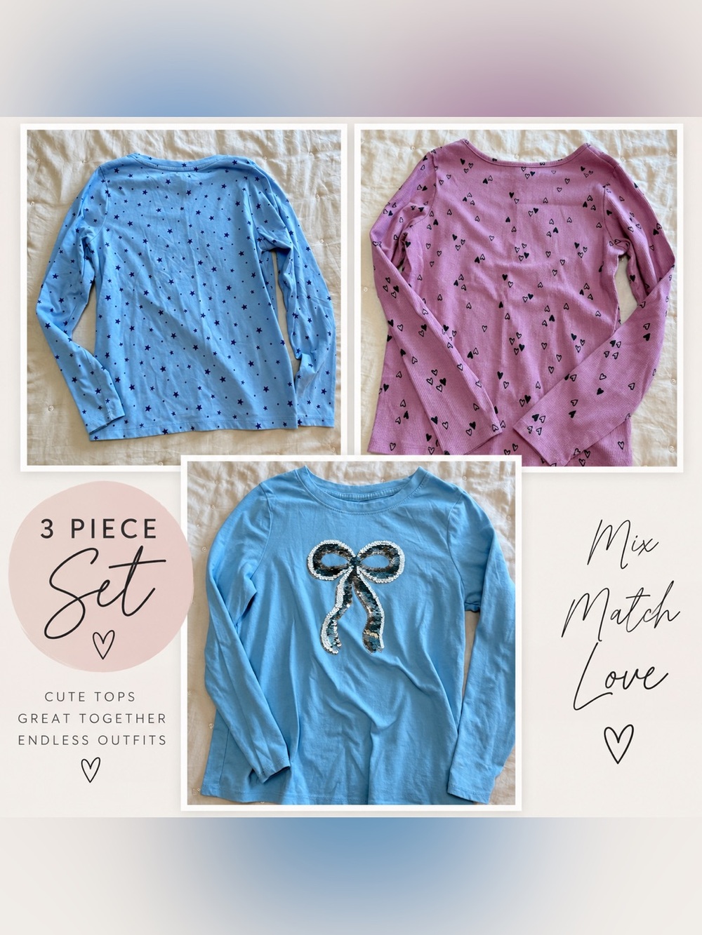 3 ⭐️⭐️⭐️ Cat & Jack Girls Long Sleeve Shirts 🎀🩷🎉